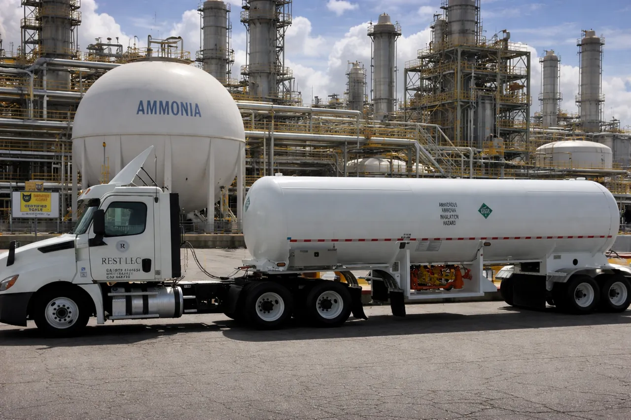 REST LLC ammonia transport truck at a California refinery