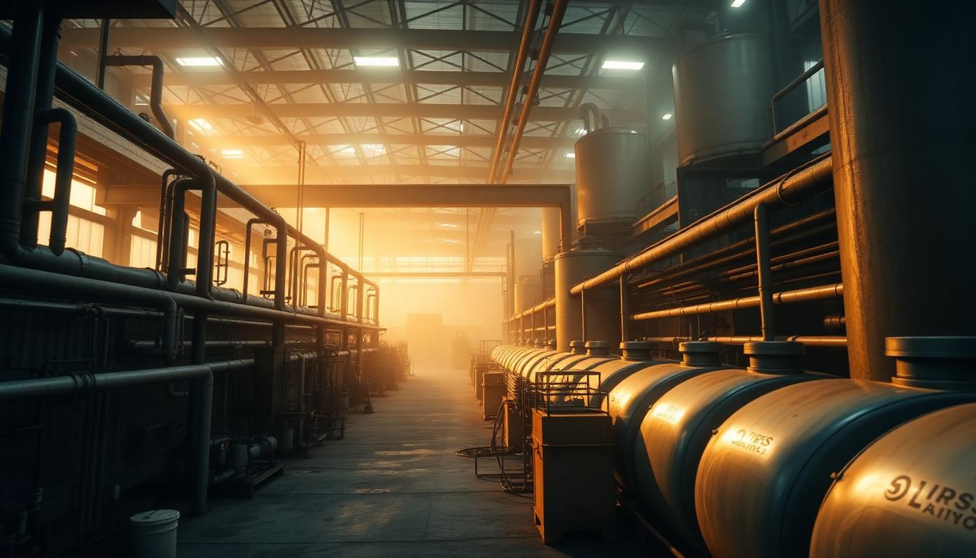 Industrial facility with ammonia refrigeration systems in Fresno, California