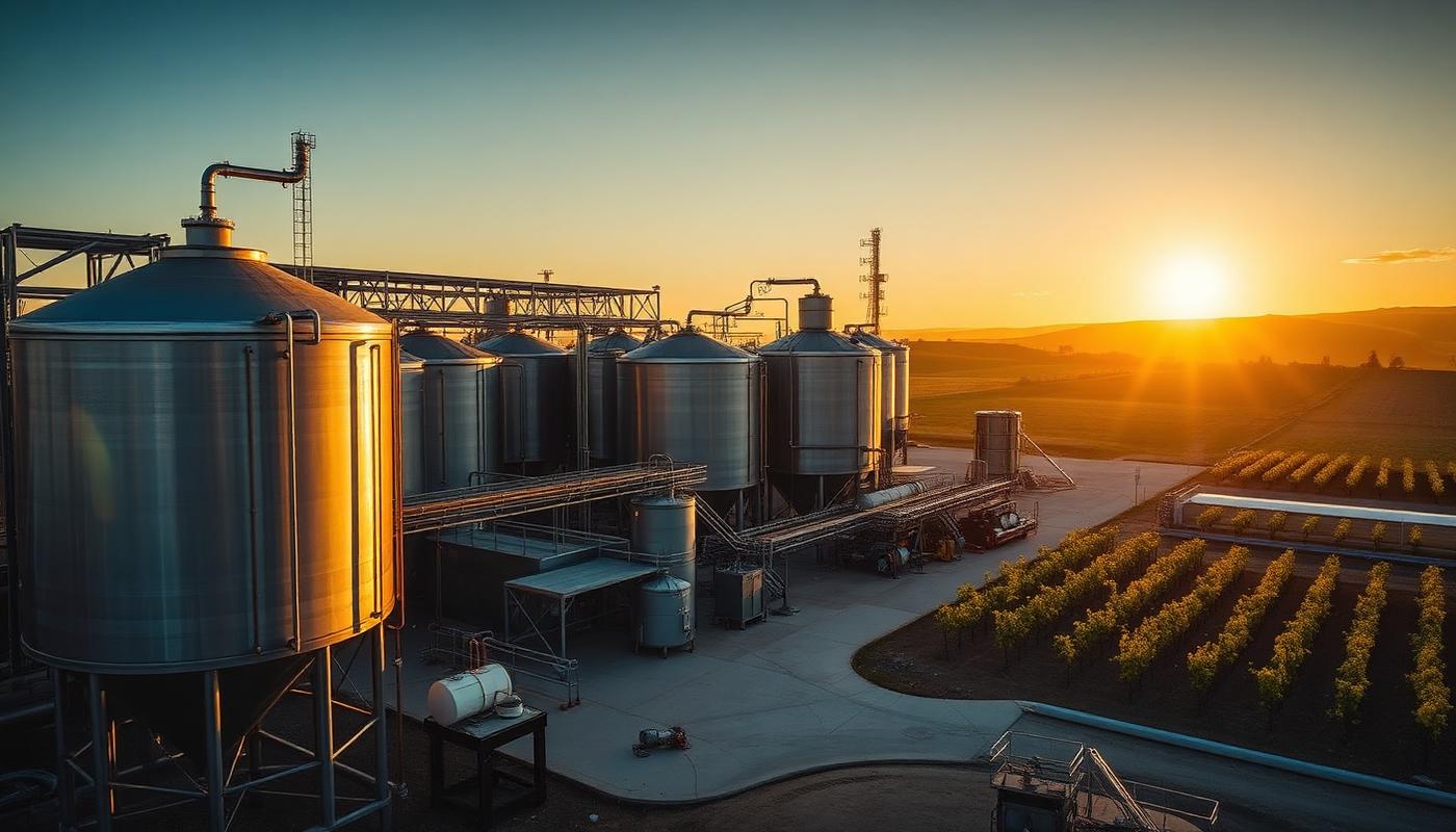 Industrial facility with ammonia refrigeration systems in Madera, California