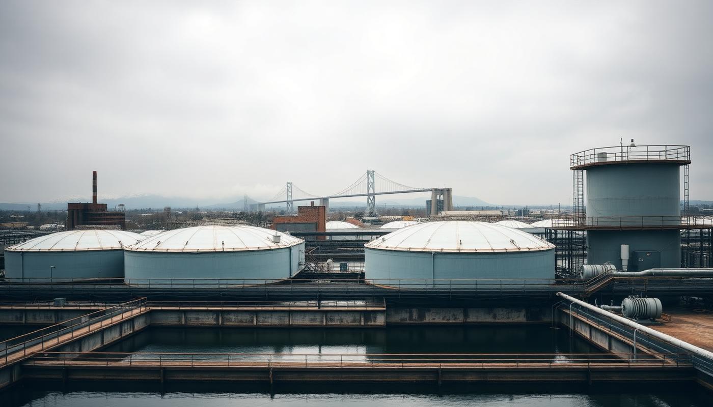 Industrial facility with ammonia refrigeration systems in Sacramento, California