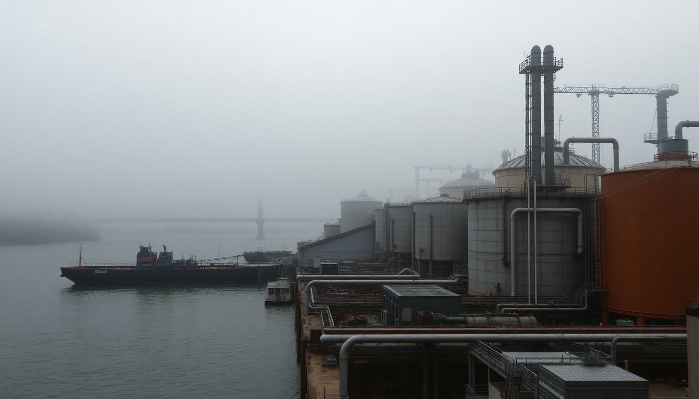 Industrial facility with ammonia refrigeration systems in San Francisco, California